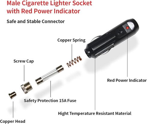 14AWG 5FT SAE إلى مقبس ولاعة السجائر، مقبس ولاعة السجائر أنثى 12 فولت مع محول عكسي SAE لمنفاخ إطارات الألواح الشمسية المحمولة in Kuwait