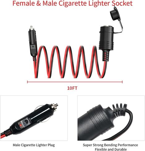 14AWG 5FT SAE إلى مقبس ولاعة السجائر، مقبس ولاعة السجائر أنثى 12 فولت مع محول عكسي SAE لمنفاخ إطارات الألواح الشمسية المحمولة in Kuwait