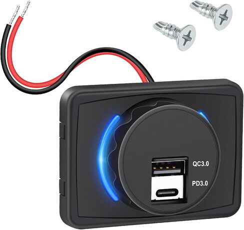 Linkstyle 1PCS منفذ USB 12V، مقبس USB C، ترقية المزدوج PD3.0 وQC3.0 24W منافذ USB للسيارة، مقاوم للماء 12V / 24V نوع C USB منفذ الطاقة لRV البحرية دراجة نارية قارب عربة الغولف in Kuwait