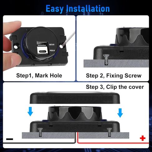 Linkstyle 1PCS منفذ USB 12V، مقبس USB C، ترقية المزدوج PD3.0 وQC3.0 24W منافذ USB للسيارة، مقاوم للماء 12V / 24V نوع C USB منفذ الطاقة لRV البحرية دراجة نارية قارب عربة الغولف in Kuwait