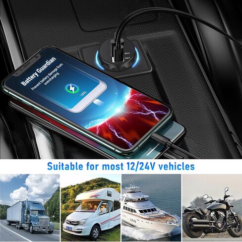Linkstyle 1PCS منفذ USB 12V، مقبس USB C، ترقية المزدوج PD3.0 وQC3.0 24W منافذ USB للسيارة، مقاوم للماء 12V / 24V نوع C USB منفذ الطاقة لRV البحرية دراجة نارية قارب عربة الغولف in Kuwait