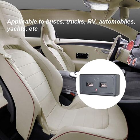 منفذ USB RV، مقبس شاحن سيارة USB مزدوج المنفذ 12 فولت 24 فولت مع ضوء مؤشر وغطاء، مخرج طاقة مثبت على لوحة مقاومة للماء للحافلات ATV RV قارب شاحنة السيارات عربة الغولف البحرية (الضوء الأحمر) in Kuwait