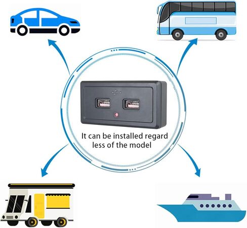 منفذ USB RV، مقبس شاحن سيارة USB مزدوج المنفذ 12 فولت 24 فولت مع ضوء مؤشر وغطاء، مخرج طاقة مثبت على لوحة مقاومة للماء للحافلات ATV RV قارب شاحنة السيارات عربة الغولف البحرية (الضوء الأحمر) in Kuwait