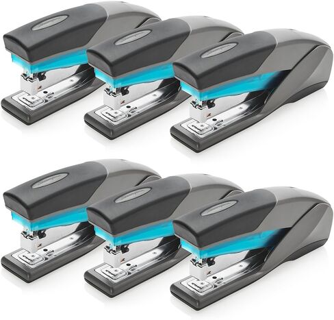 Swingline Stapler, 6 Pack, Desktop Stapler, 25 Sheet Capacity, Optima 25 Reduced Effort, Blue/Gray (S7066404CS) in Saudi Arabia