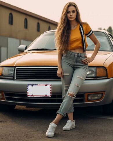 إطارات لوحة ترخيص متينة من الفولاذ المقاوم للصدأ - إطار لوحة ترخيص العلم الأمريكي - أغطية لوحة ترخيص سوداء غير لامعة لعلامة السيارة الأمامية والخلفية - غطاء حامل بطاقة السيارة مع مسامير in Kuwait