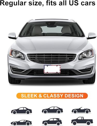 إطارات لوحة ترخيص متينة من الفولاذ المقاوم للصدأ - إطار لوحة ترخيص العلم الأمريكي - أغطية لوحة ترخيص سوداء غير لامعة لعلامة السيارة الأمامية والخلفية - غطاء حامل بطاقة السيارة مع مسامير in Kuwait