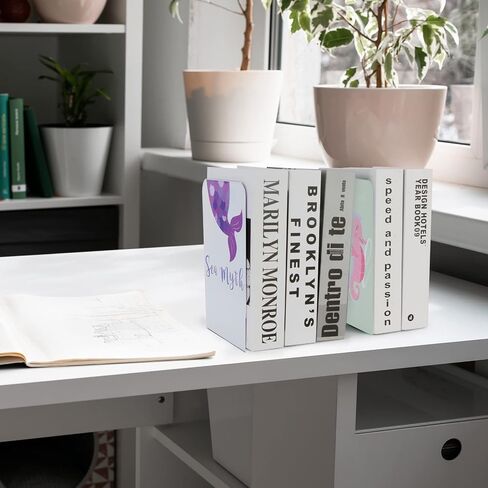 مساند الكتب للأطفال، مساند معدنية للفتيات، شديدة التحمل غير قابلة للانزلاق، نهايات كتاب لطيفة على شكل حورية البحر لرفوف الأطفال (5.3 × 4 × 7.5 بوصة) in Kuwait