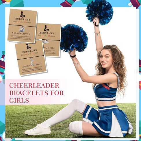 60 Pcs Cheerleader Gifts Adjustable Cheer Bracelets Card Bulk Cheerleading Jewelry for Team Women Men Accessories, 3 Styles in Saudi Arabia