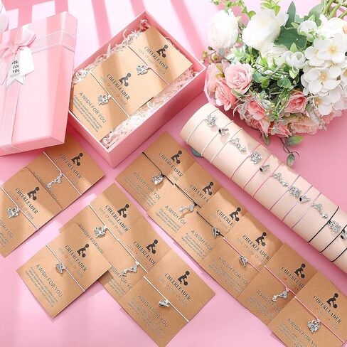 60 Pcs Cheerleader Gifts Adjustable Cheer Bracelets Card Bulk Cheerleading Jewelry for Team Women Men Accessories, 3 Styles in Saudi Arabia