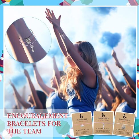 60 Pcs Cheerleader Gifts Adjustable Cheer Bracelets Card Bulk Cheerleading Jewelry for Team Women Men Accessories, 3 Styles in Saudi Arabia