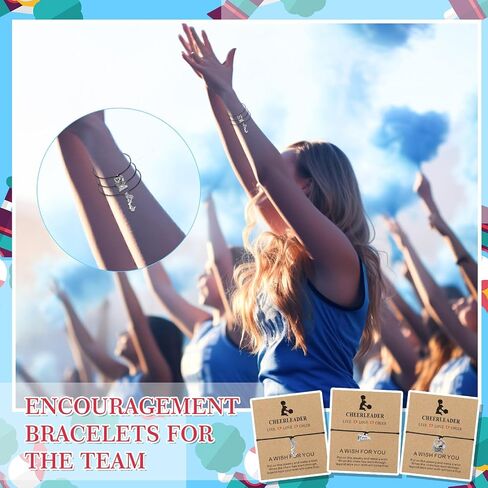 60 Pcs Cheerleader Gifts Adjustable Cheer Bracelets Card Bulk Cheerleading Jewelry for Team Women Men Accessories, 3 Styles in Saudi Arabia