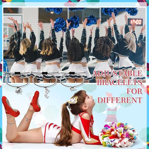 60 Pcs Cheerleader Gifts Adjustable Cheer Bracelets Card Bulk Cheerleading Jewelry for Team Women Men Accessories, 3 Styles in Saudi Arabia