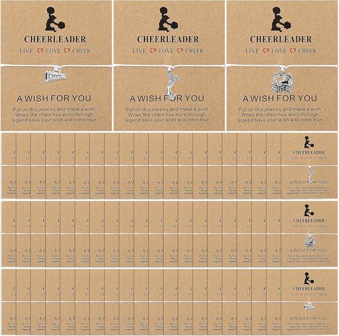 60 Pcs Cheerleader Gifts Adjustable Cheer Bracelets Card Bulk Cheerleading Jewelry for Team Women Men Accessories, 3 Styles in Saudi Arabia