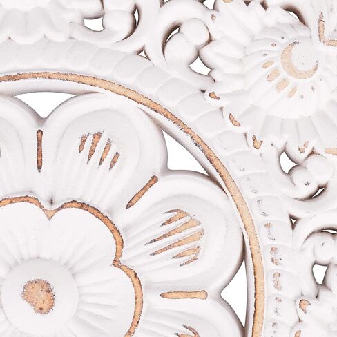 لوحة فنية جدارية خشبية معلقة على شكل زهور، ديكور حائط ميدالية، لوحة جدارية منحوتة MDF بيضاء منحوتة لغرفتك أو مكتبك، 30.48 سم × 30.48 سم in Kuwait