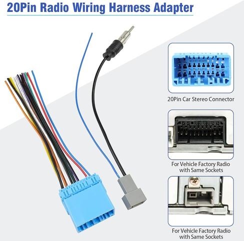 Jayubein Radio Wiring Harness Replacement for Honda-Accord-Civic-CRV-Odyssey-Insight-Pilot-Element-Ridgeline 20Pin Stereo Wire Harness Connector with Radio Antenna Adapter in Saudi Arabia