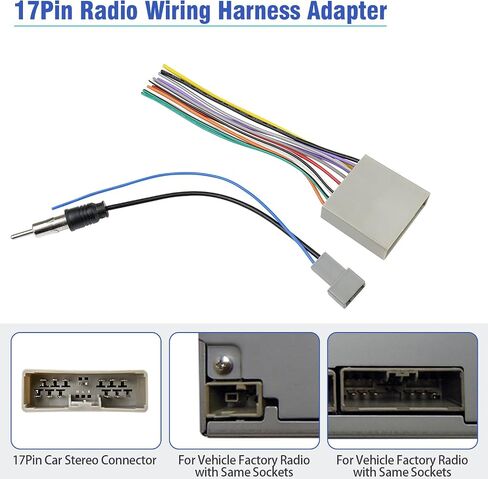 Jayubein Radio Wiring Harness Replacement for Honda-Accord-Civic-CRV-Odyssey-Insight-Pilot-Element-Ridgeline 20Pin Stereo Wire Harness Connector with Radio Antenna Adapter in Saudi Arabia