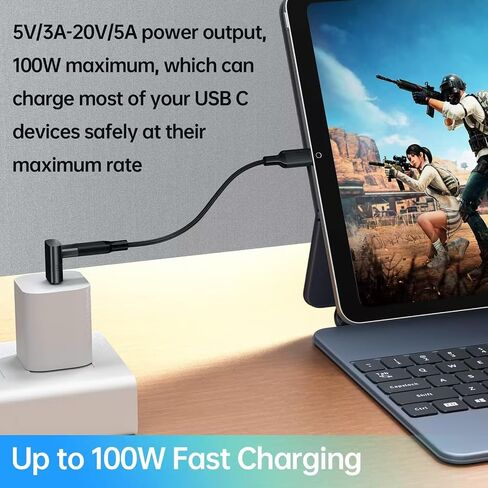 UseBean 90 درجة USB C محول الزاوية اليمنى، (4-حزمة) أعلى وأسفل PD 100W 20 جيجابت في الثانية USB Type-C 3.2 Gen2 ذكر إلى أنثى 4K موسع فيديو ممتد، امتداد USB-C لسطح البخار، التبديل، ماك بوك برو / إير in Saudi Arabia