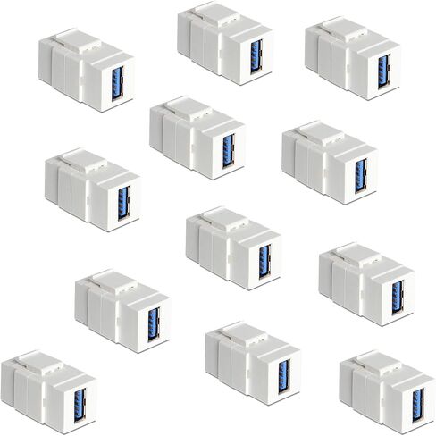 USB 3.0 Keystone Jack Inserts، موصل USB أنثى إلى أنثى، للوحة الحائط Keystone - أبيض (12 حزمة) in Kuwait