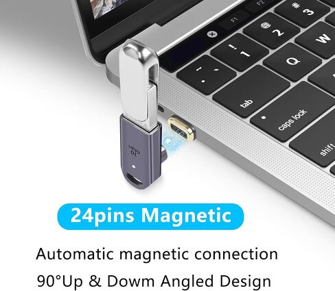 GELRHONR 90 Degree USB to USB C Magnetic Adapter, Right Angle Magnetic USB Type C Converter with 10Gbps Data Transfer PD5V@3A,QC 12V@3A Charging,Thunderbolt 3 to USB Female Adapter Converter in Saudi Arabia