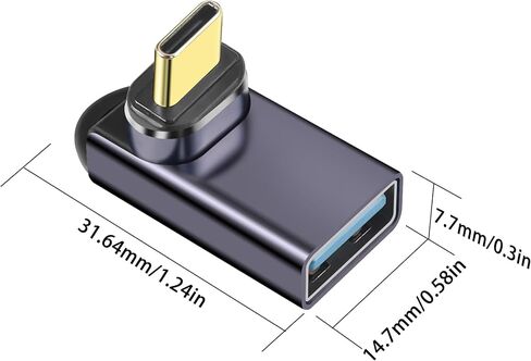 GELRHONR 90 Degree USB to USB C Magnetic Adapter, Right Angle Magnetic USB Type C Converter with 10Gbps Data Transfer PD5V@3A,QC 12V@3A Charging,Thunderbolt 3 to USB Female Adapter Converter in Saudi Arabia