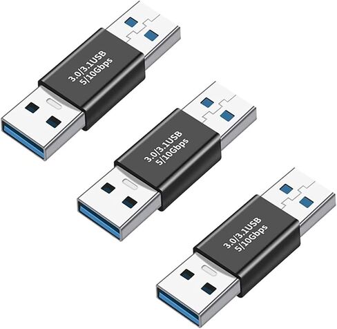 محول USB-A 3.0 ذكر إلى USB-A 3.0 ذكر، وصلة تمديد وصلة محول USB 3.0 - عبوة من 3 قطع باللون الأسود in Kuwait