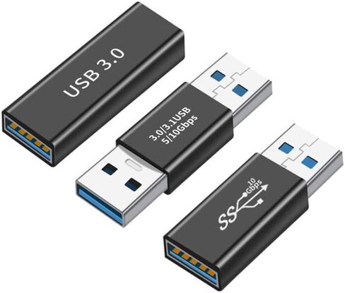 محول USB-A 3.0 ذكر إلى USB-A 3.0 ذكر، وصلة تمديد وصلة محول USB 3.0 - عبوة من 3 قطع باللون الأسود in Kuwait
