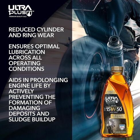 Ultra1Plus SAE 15W-50 Full Synthetic 4T Engine Oil, API SN, JASO MA2 (6) in Saudi Arabia
