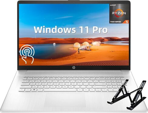 HP 2024 أحدث كمبيوتر محمول بشاشة تعمل باللمس، شاشة 17.3 بوصة HD+، معالج AMD Ryzen 5 7530U (6 النواة، حتى 4.5 جيجا هرتز)، ذاكرة الوصول العشوائي 64 جيجابايت، 2 تيرابايت SSD، Wi-Fi 6، مضاد للتوهج، HDMI، كاميرا ويب، Windows 11 Home، حامل الكمبيوتر المحمول in Kuwait