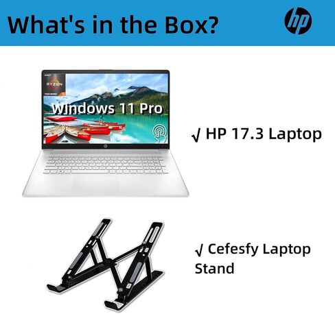 HP 2024 أحدث كمبيوتر محمول بشاشة تعمل باللمس، شاشة 17.3 بوصة HD+، معالج AMD Ryzen 5 7530U (6 النواة، حتى 4.5 جيجا هرتز)، ذاكرة الوصول العشوائي 64 جيجابايت، 2 تيرابايت SSD، Wi-Fi 6، مضاد للتوهج، HDMI، كاميرا ويب، Windows 11 Home، حامل الكمبيوتر المحمول in Kuwait
