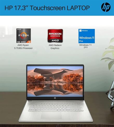 HP 2024 أحدث كمبيوتر محمول بشاشة تعمل باللمس، شاشة 17.3 بوصة HD+، معالج AMD Ryzen 5 7530U (6 النواة، حتى 4.5 جيجا هرتز)، ذاكرة الوصول العشوائي 64 جيجابايت، 2 تيرابايت SSD، Wi-Fi 6، مضاد للتوهج، HDMI، كاميرا ويب، Windows 11 Home، حامل الكمبيوتر المحمول in Kuwait