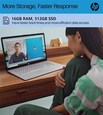 HP 2024 أحدث كمبيوتر محمول بشاشة تعمل باللمس، شاشة 17.3 بوصة HD+، معالج AMD Ryzen 5 7530U (6 النواة، حتى 4.5 جيجا هرتز)، ذاكرة الوصول العشوائي 64 جيجابايت، 2 تيرابايت SSD، Wi-Fi 6، مضاد للتوهج، HDMI، كاميرا ويب، Windows 11 Home، حامل الكمبيوتر المحمول in Kuwait