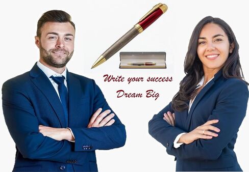 قلم S&R Somit الفاخر للرجال والنساء مع صندوق هدايا - قلم فاخر قيم للعمل والمكتب، هدية تنفيذية للعائلة والأصدقاء - نقش خاص وصندوق تزيين LED (ذهبي أحمر) in Saudi Arabia