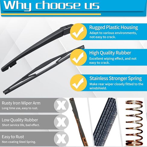 شفرة ذراع الممسحة الخلفية، بديلة لسيارة Honda Odyssey 2011-2017 - استبدال مجموعة ممسحة الزجاج الخلفي من ZOFFI - نافذة تنظيف من المطاط الطبيعي لجميع المواسم in Kuwait