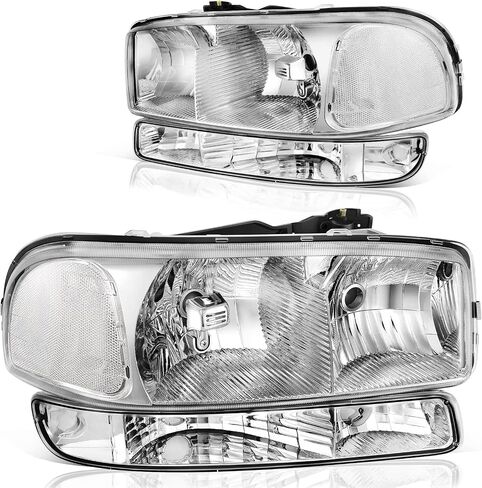 DWVO LED DRL Headlight Assembly Compatible with 1999-2006 GMC Sierra 1500 2500/2007 GMC Sierra 1500&1500HD&2500HD&3500 Classic / 00-06 Yukon Headlamps Black Housing Amber Reflector in Saudi Arabia