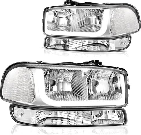 DWVO LED DRL Headlight Assembly Compatible with 1999-2006 GMC Sierra 1500 2500/2007 GMC Sierra 1500&1500HD&2500HD&3500 Classic / 00-06 Yukon Headlamps Black Housing Amber Reflector in Saudi Arabia