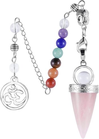 SUNYIK Natural 7 Chakra Crystal Point Pendulum for Dowsing Divination, Buddha Head Cone Pendulum with 7 Chakra Beads Chain 7.5'', Tiger's Eye in Saudi Arabia