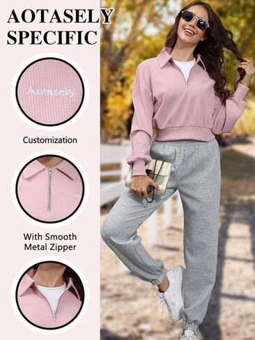 Womens Sweatpants Joggers Crop Top Sweatshirt Sets in Kuwait