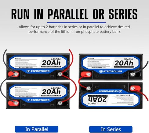 ATEM POWER بطارية ليثيوم 12 فولت 20 أمبير LiFePO4 فوسفات شحن سريع بطارية دورة عميقة قابلة لإعادة الشحن مع BMS مدمج مثالي لمكتشف الأسماك، عجلات الطاقة، السكوتر، الضوء، السيارة الإلكترونية للأطفال in Kuwait