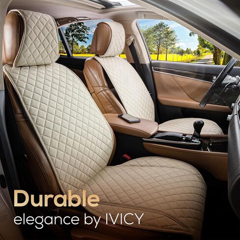 غطاء مقعد السيارة من الجلد السويدي من IVICY - أغطية أمامية ناعمة ومسامية مع واقي مانع للانزلاق يناسب معظم السيارات والشاحنات وسيارات الدفع الرباعي والشاحنات - وحدة واحدة in Saudi Arabia