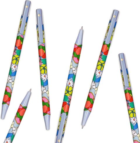 Kate Spade New York Black Ink Pen Set of 5, Cute Plastic Click Pens, Dots and Stripes in Saudi Arabia