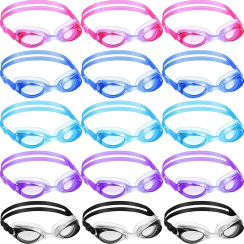 15 Packs Summer Swim Goggles Unisex Silicone Goggles for Swimming Women Comfortable Anti Fog Swimming Goggles Black Blue Lake Blue Pink Purple Clear Lens Swimming Glasses for Adult Men Women Youth Kid in Saudi Arabia
