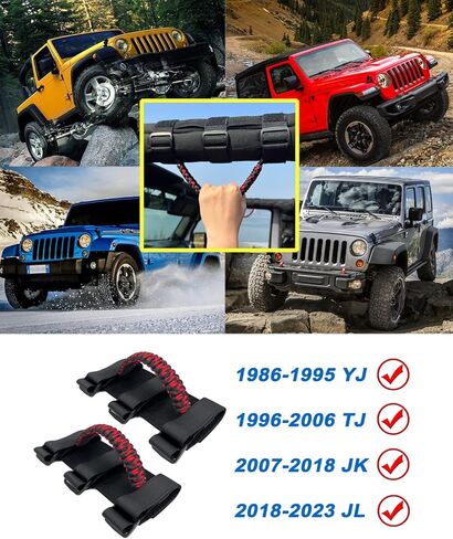 مقابض لفة بار انتزاع، مقابض باراكورد انتزاع لجيب رانجلر yj tj jk jku jl jlu، مقابض قبضة دائمة، لفة القضبان انتزاع اليد لجيب، الأسود والزيتون in Kuwait