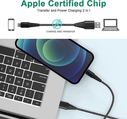 سلك شاحن iPhone 20FT/6M [معتمد من Apple MFi] كابل Lightning طويل للغاية سلك شحن iPhone مضفر من النايلون سريع كابل شاحن Apple 2.4A لهاتف iPhone 12 11 Pro X XS Max XR/8 Plus/7 Plus/6/6s Plus in Saudi Arabia