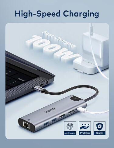 USB C to Displayport Docking Station, Dual Monitor [Ultra HD 8K@30Hz] 6 in 1 USB C Hub for MacBook/Lenovo/Dell/HP/Surface/TV/iPad Laptop Computer, HDMI2.1, 100W Powerful PD, Ethernet, 5Gbps USB 3.0 in Saudi Arabia