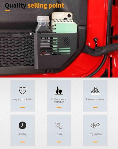 جيوب تخزين للباب الأمامي من Hoolcar، صندوق منظم لإدراج جانب الباب، بديل شبكي للباب المعدني متوافق مع Jeep Wrangler JL JLU & Gladiator JT 2018-2023، قطعتان in Kuwait