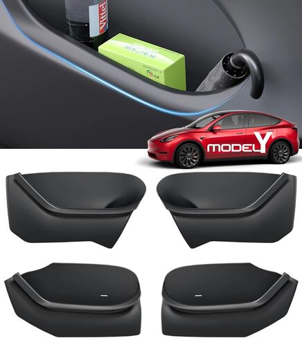Complete Set Car Door Side TPE Storage Box Slot Tray Organizer Protector for Tesla Model 3 Accessories for Inside Storage - Latest Version in Saudi Arabia