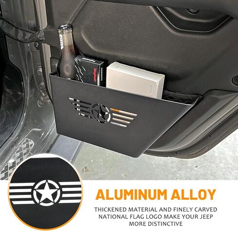 صينية تنظيم الباب الخلفي من MAIKER OFF ROAD، صندوق تخزين للباب، منظم إدخال جانبي للباب، خمس نجوم لـ 2018-2024 Jeep Wrangler JL JLU & Gladiator JT (قطعتان) in Kuwait