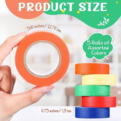 Cholemy Lab Labeling Tape Variety Pack 500 Inch Long x 3/4 Inch Width Laboratory Labeling Tape 5 Assorted Color Tape for Color Coding and Marking, Removable and Water Resistant (5 Rolls) in Saudi Arabia