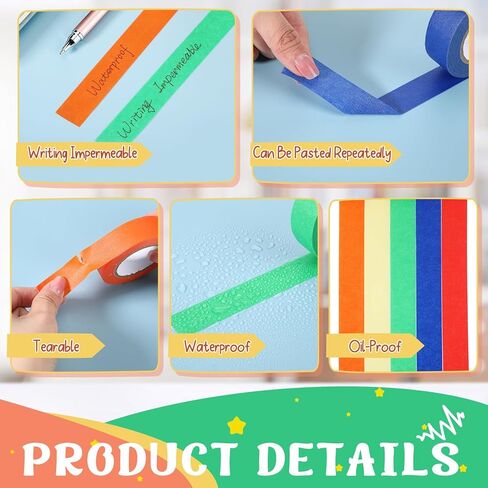 Cholemy Lab Labeling Tape Variety Pack 500 Inch Long x 3/4 Inch Width Laboratory Labeling Tape 5 Assorted Color Tape for Color Coding and Marking, Removable and Water Resistant (5 Rolls) in Saudi Arabia