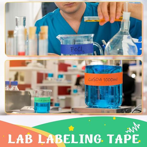 Cholemy Lab Labeling Tape Variety Pack 500 Inch Long x 3/4 Inch Width Laboratory Labeling Tape 5 Assorted Color Tape for Color Coding and Marking, Removable and Water Resistant (5 Rolls) in Saudi Arabia